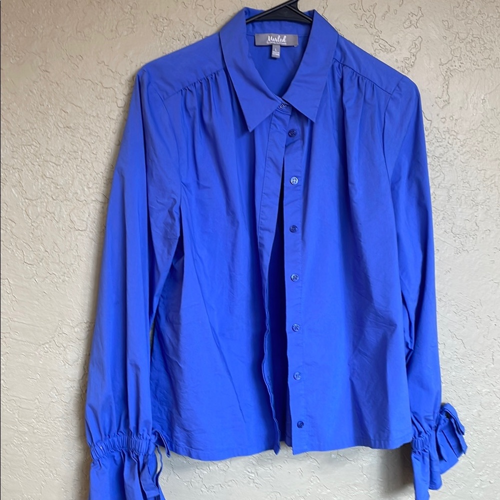 Marled Blue Long Sleeve Button Down Shirt